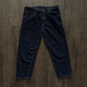 Classic Dark Blue Indigo Crop Straight Fit Custom Hand Made Selvedge Denim Jeans